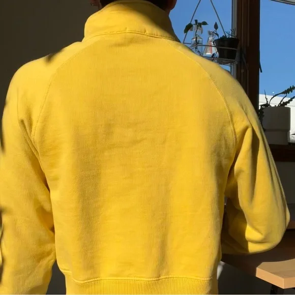 Brandy Melville John Galt Yellow Cropped Half Zip Sweatshirt - Picture 5 of 6